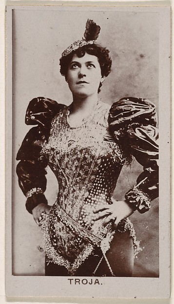 Kinney Brothers Tobacco Company, Miss Troja, from the Actresses series (N245) issued by Kinney Brothers to promote Sweet Caporal Cigarettes