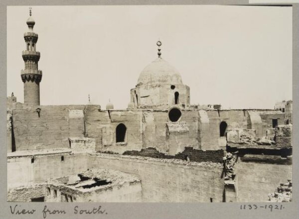 K.A.C. Creswell, View from south over the mosque of Mamluk Amir Aqsunqur al-Nasiri, Blue Mosque, Cairo