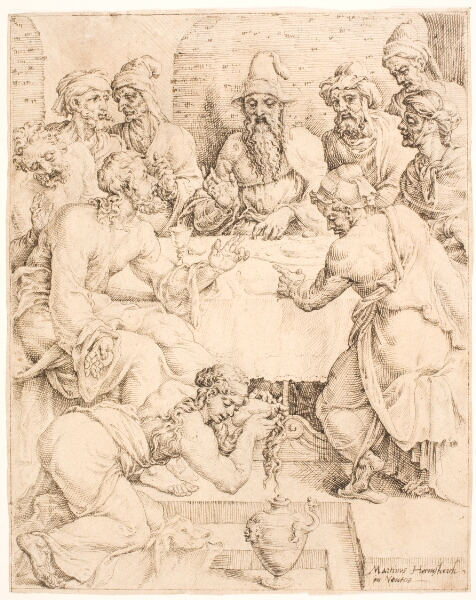 Maarten van Heemskerck, Maria Magdalene salver Kristi fødder (Kristus hos Simon)