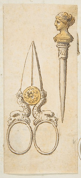Anonymous, French, 19th century, Designs for Scissors and Letter Opener