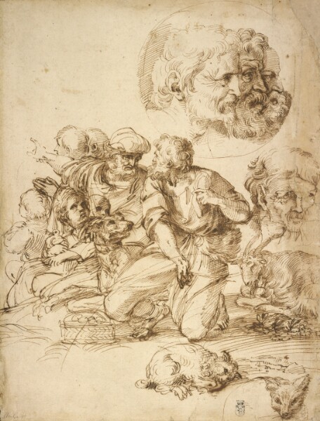 Agostino Carracci, A Group of Shepherds, and Other Studies
