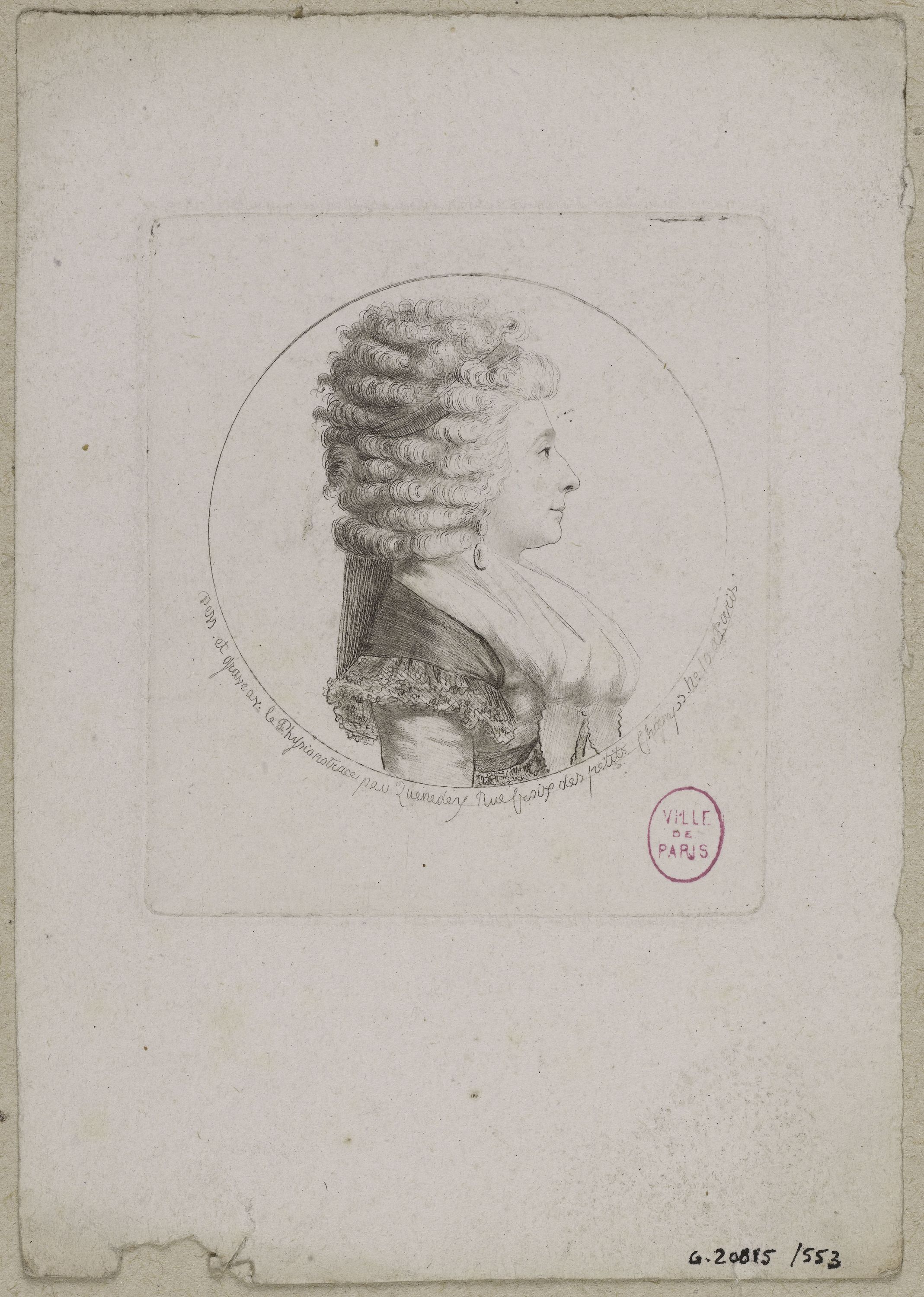 Edmé Quenedey, Portrait d'une femme, fin XVIIIème siècle/début XIXème siècle