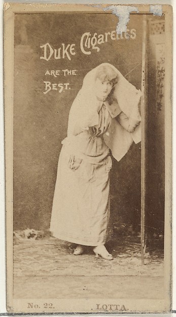 W. Duke, Sons & Co., Card Number 22, Lotta, from the Actors and Actresses series (N145-6) issued by Duke Sons & Co. to promote Duke Cigarettes