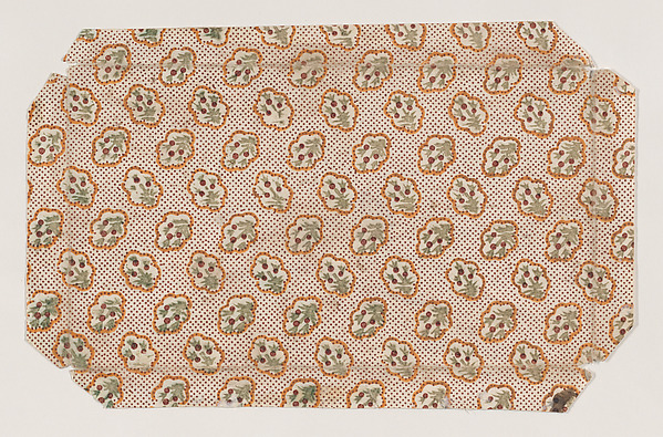 Anonymous, Sheet with overall floral and dot pattern