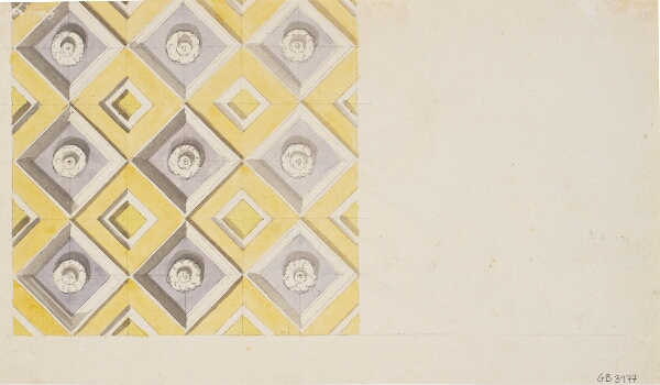 Nicolai Abildgaard, Fragment af loftskassetter i gult og violet