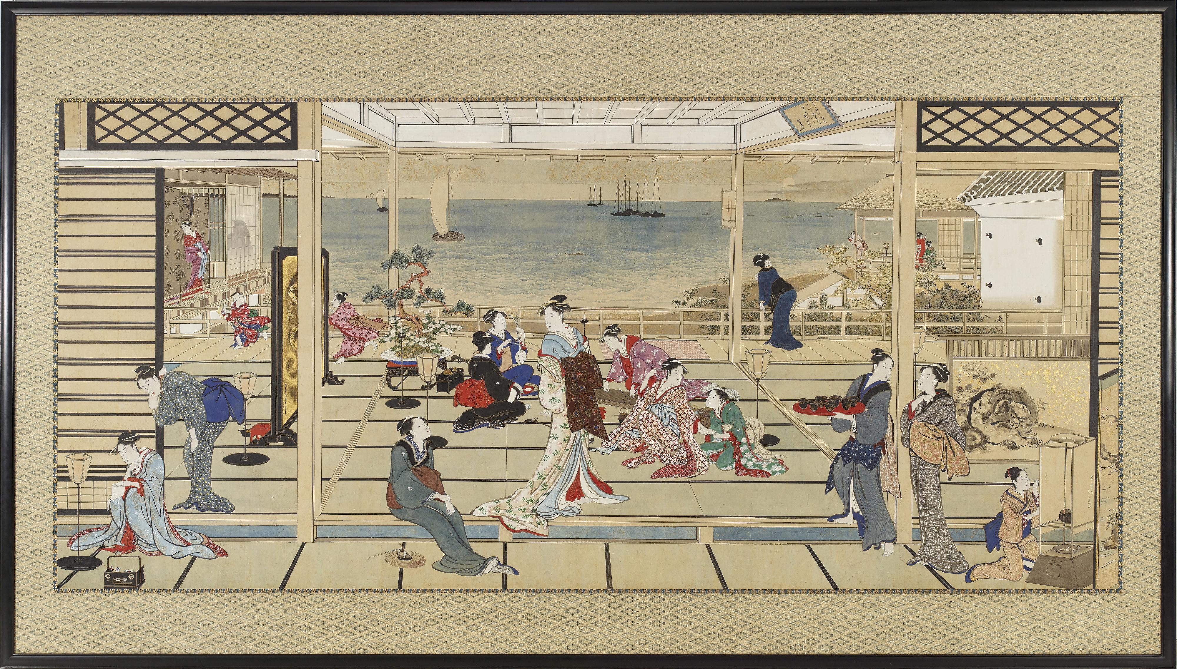 Kitagawa Utamaro, Moonlight Revelry at Dozo Sagami