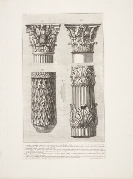 Giovanni Battista Piranesi, Kapitæler og søjlefragmenter, fra S. Lorenzo fuori delle Mura mm.