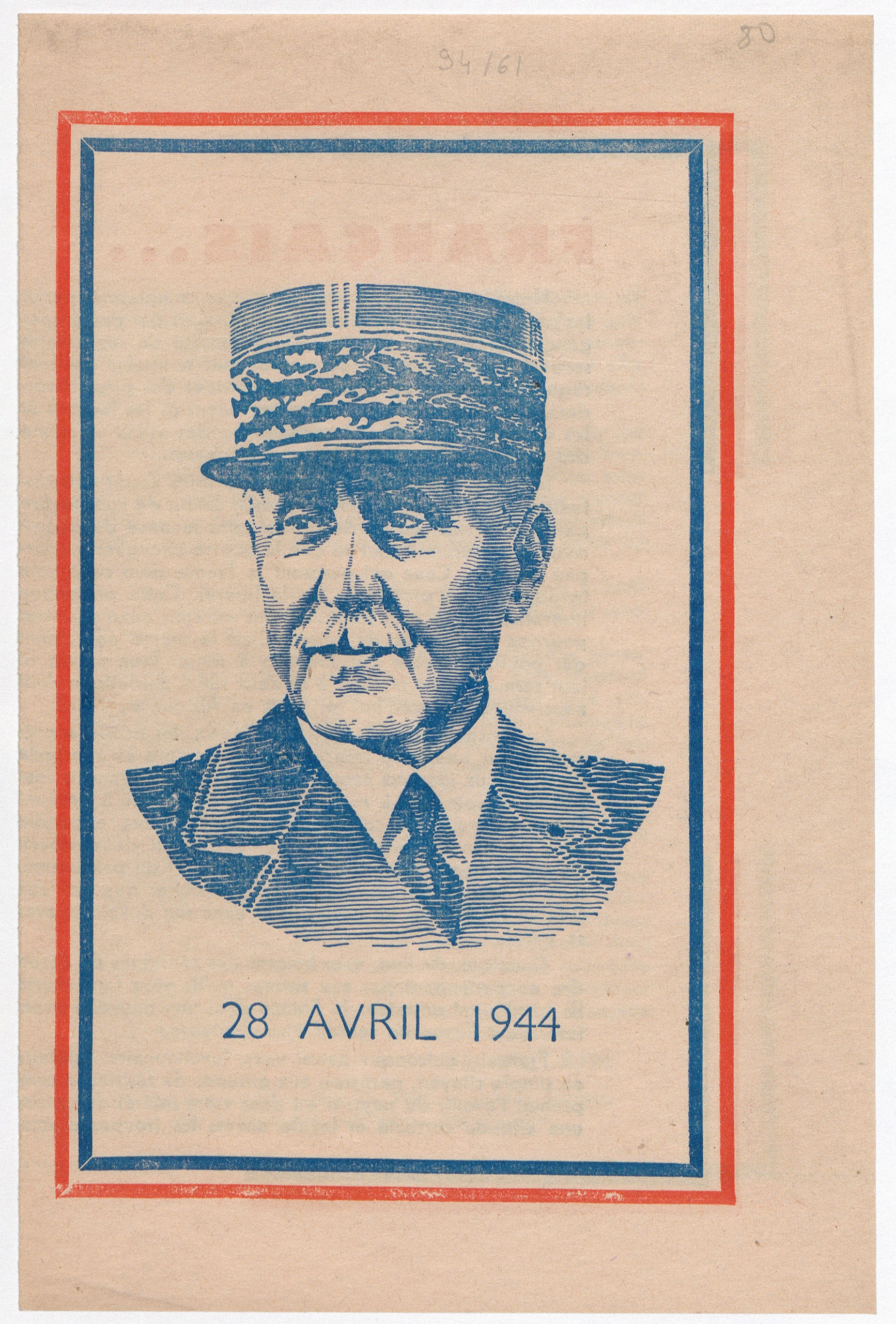 Philippe Pétain, Message du Maréchal Pétain au peuple français, daté du 28 avril 1944