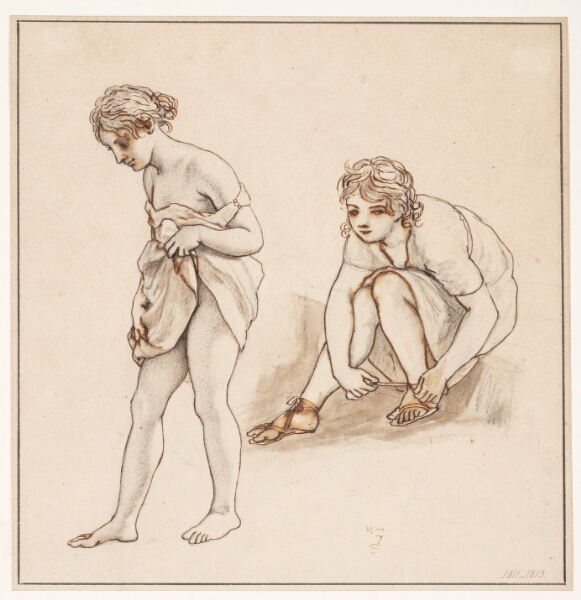 C.W. Eckersberg, To studier af en halvnøgen kvinde