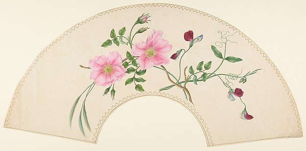 Anonymous, French, 19th century, Fan Design with Flower Motifs