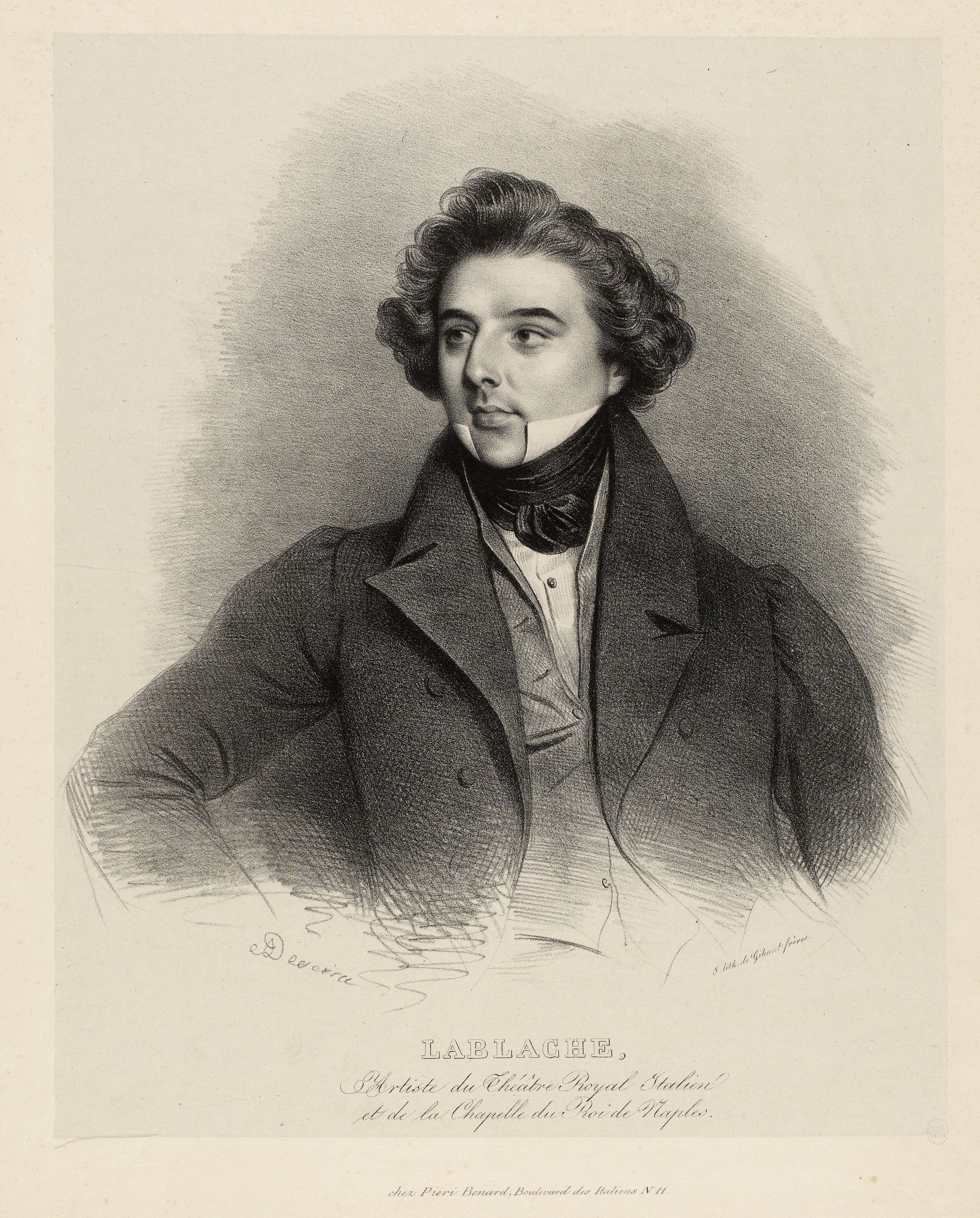 Achille Devéria, Portrait de Lablache, comédien au Théâtre Italien