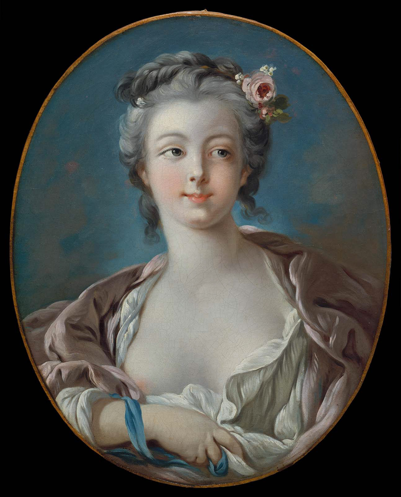 François Boucher, Young Woman with Flowers in Her Hair