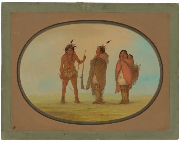 George Catlin, Arapaho Chief, His Wife, and a Warrior