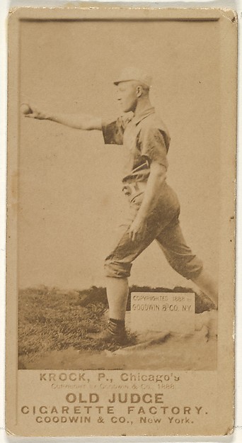 Goodwin & Company, August H. "Gus" Krock, Pitcher, Chicago, from the Old Judge series (N172) for Old Judge Cigarettes