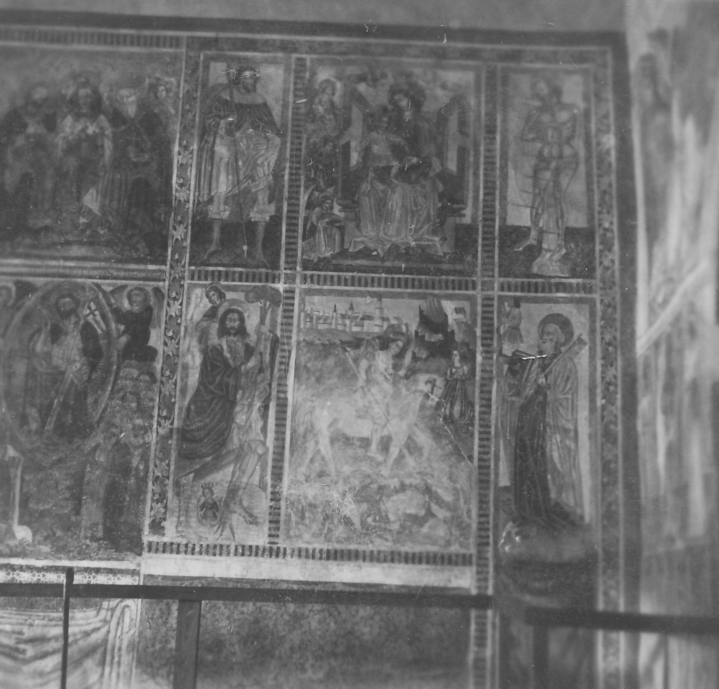 Branko Fučić, Oprtalj, crkva sv. Marije Nuove, dio unutrašnjosti: dio desne strane sjeverne stijene s freskama Cleriginusa de Iustinopoli iz 1471. godine