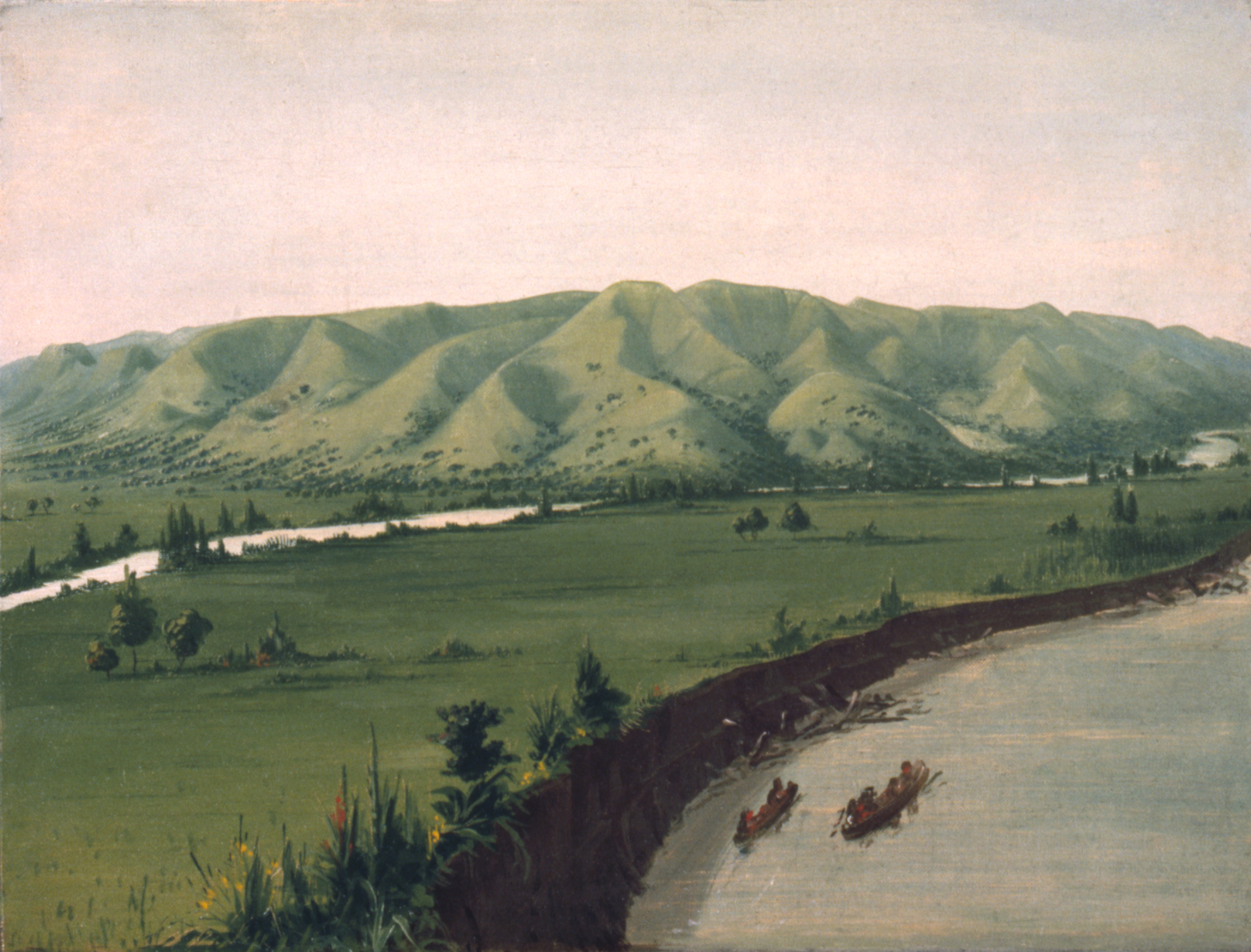 George Catlin, Nishnabottana Bluffs, 1070 Miles above St. Louis