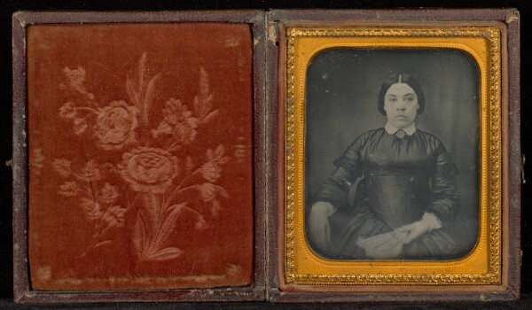 Unknown, [Portrait of a Woman in a Black Dress Seated and Holding a Fan]