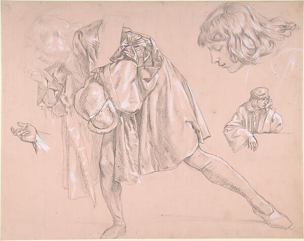 James Tissot, Study of a young man bending forward to kiss a hand, for the painting "The Departure of the Prodigal Son"