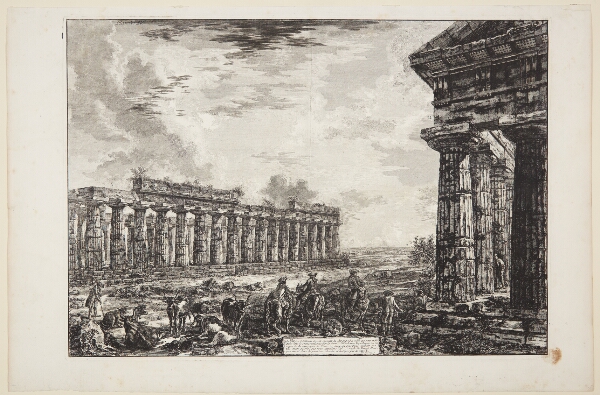 Giovanni Battista Piranesi, De 18 sidesøjler, tegnet fra siden, modsat siden, som vistes i det første blad [...]