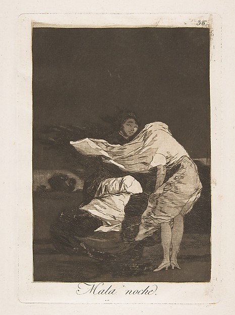 Goya (Francisco de Goya y Lucientes), Plate 36 from "Los Caprichos": A bad night (Mala noche)