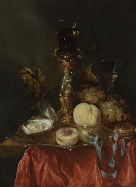 Abraham van Beijeren, Still Life with Silver-Gilt Glass Holder