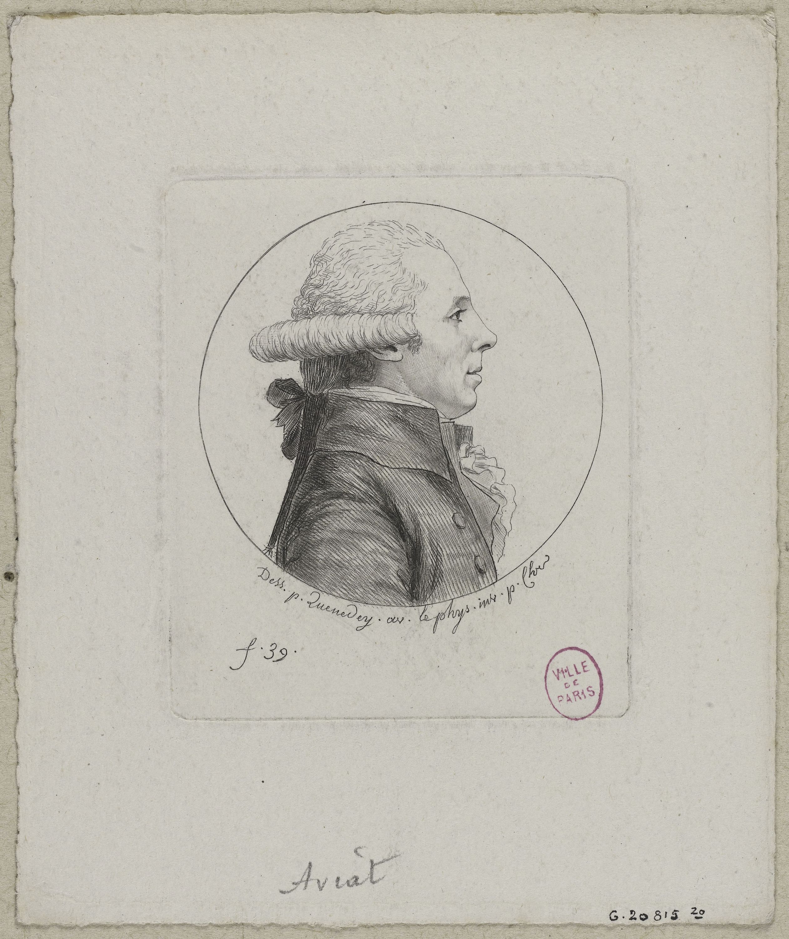 Edmé Quenedey, Portrait de Monsieur Aviat