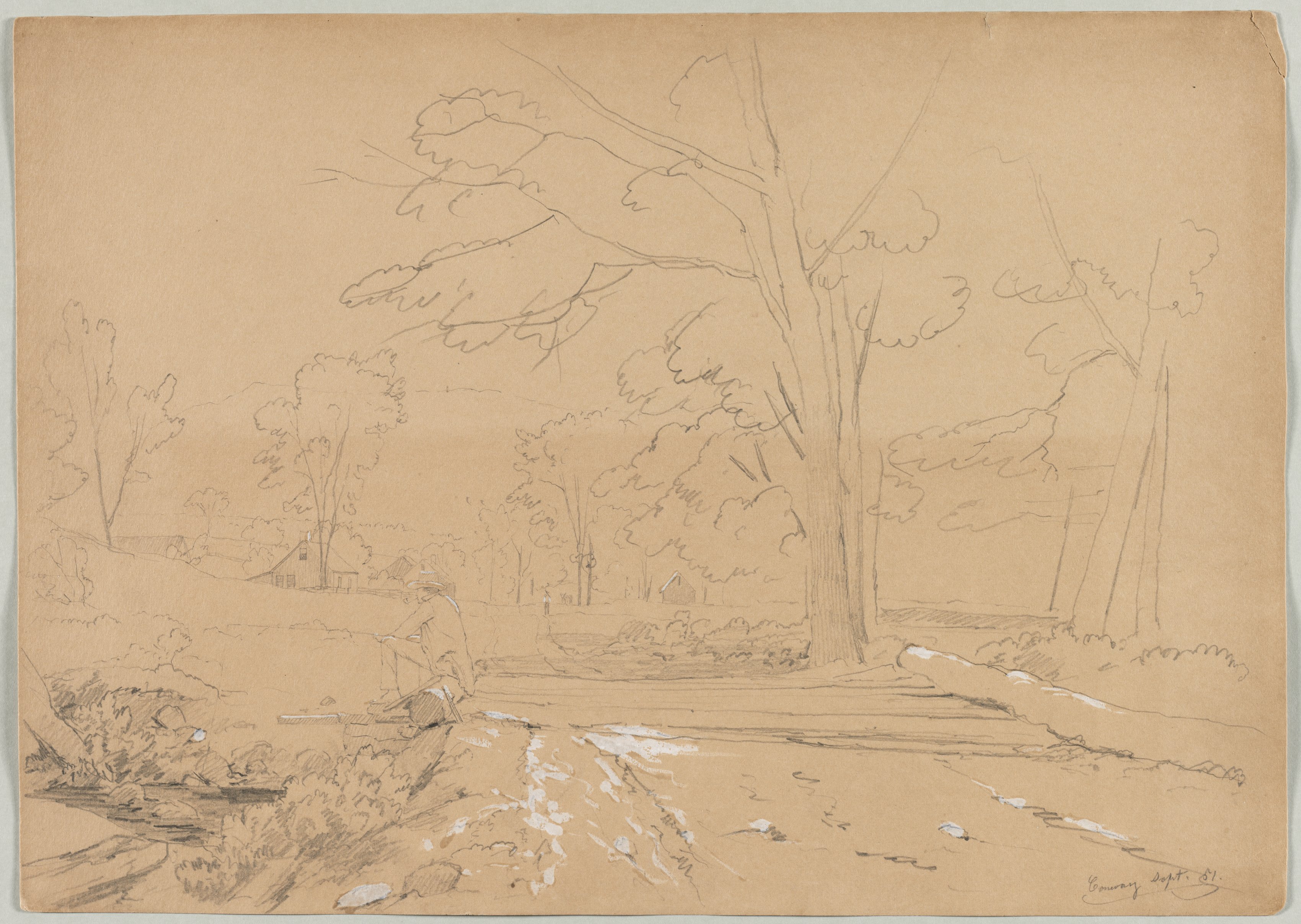 David Johnson, Landscape with Man Fishing, Conway, New Hampshire