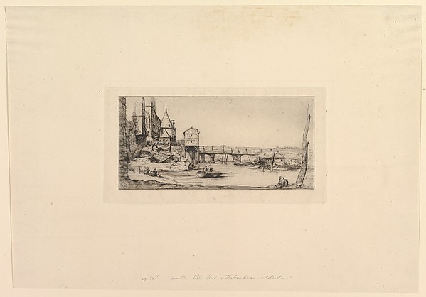 Charles Meryon, Passerelle du Pont-au-Change, après l'incendie de 1621 (The Footbridge temporarily replacing the Pont-au-Change, Paris, after the fire of 1621)