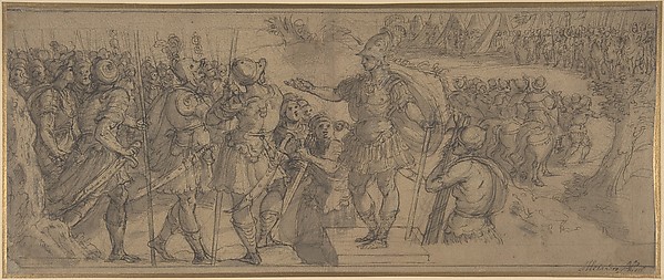 Alessandro Allori, Design for a Narrative Frieze:  A Commander Addressing His Troops