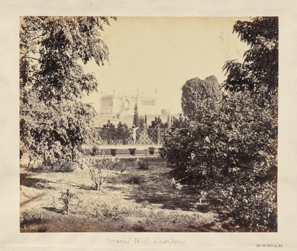 Samuel Bourne, Cawnpore; The Memorial Well, Seen through Trees from the South