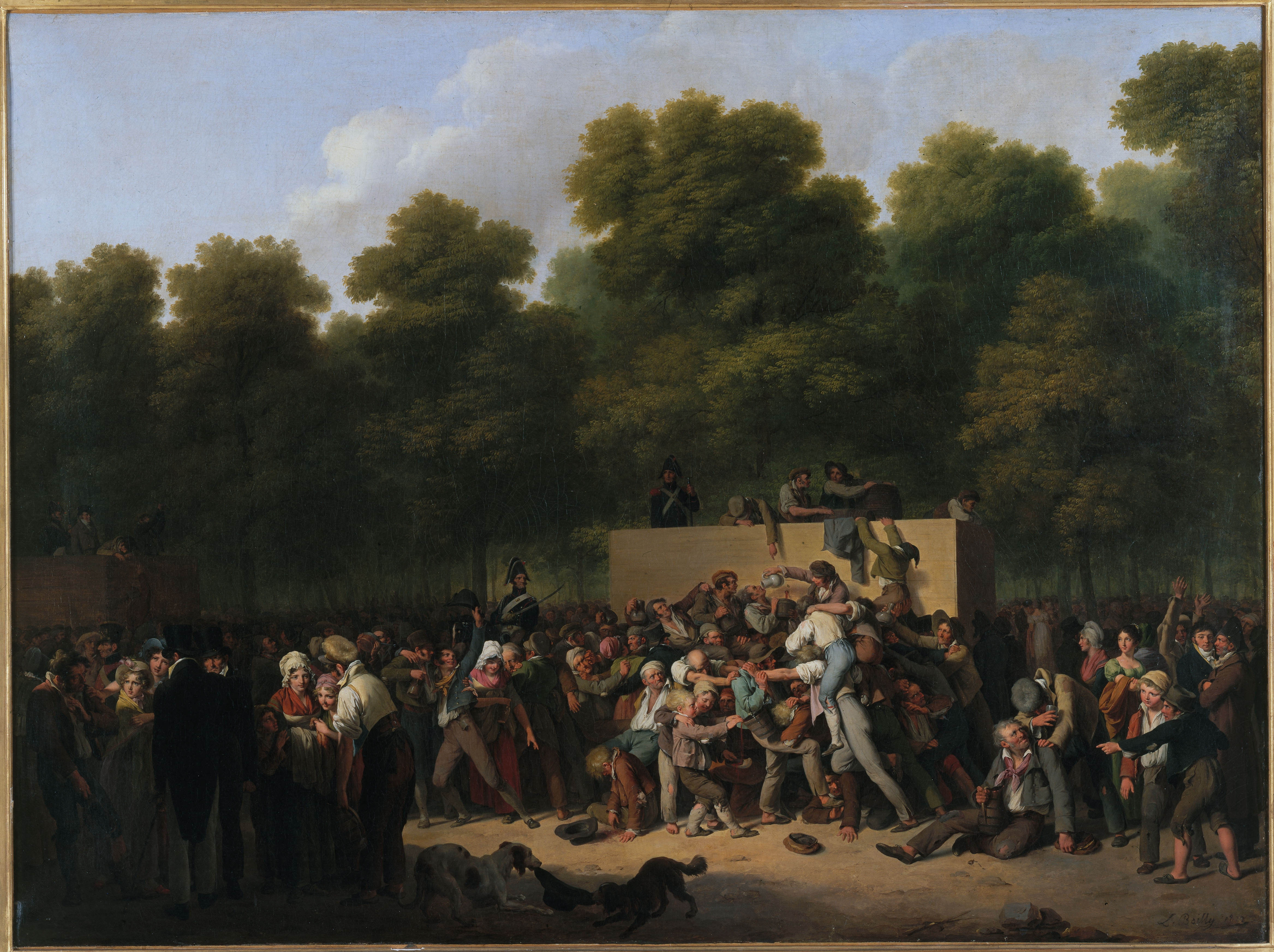 Louis Léopold Boilly, Distribution de vin et de comestibles aux Champs-Elysées, à l'occasion de la fête du roi