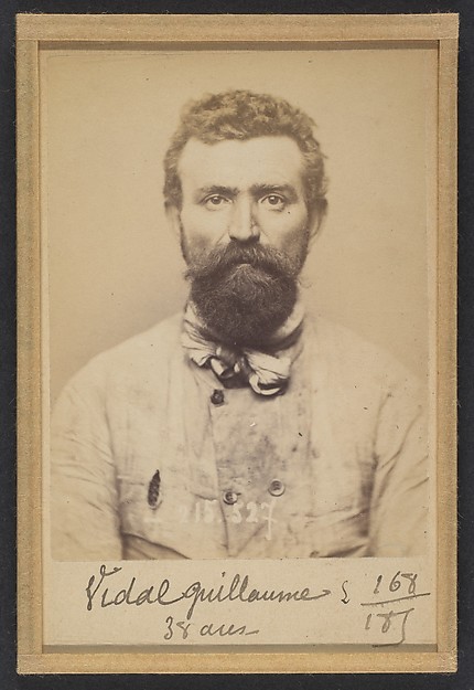 Alphonse Bertillon, Vidal. Guillaume. 37 ans, né à Tellière (Puy de Dôme). Cocher. Anarchiste. 10/3/94.