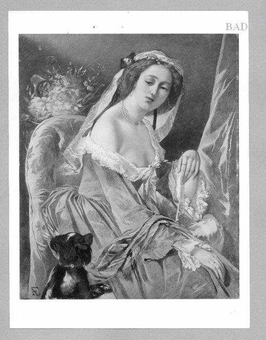Anselm Feuerbach, lady with fan + dog