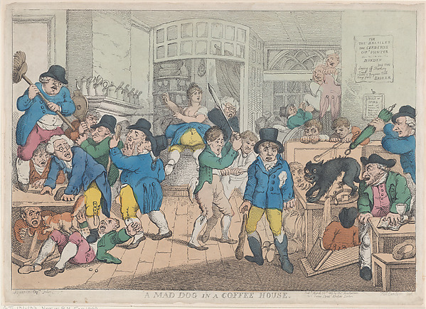 Thomas Rowlandson, A Mad Dog in a Coffee House