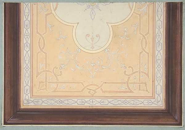 Jules-Edmond-Charles Lachaise, Design for the decoration of a ceiling with strapwork and rinceaux