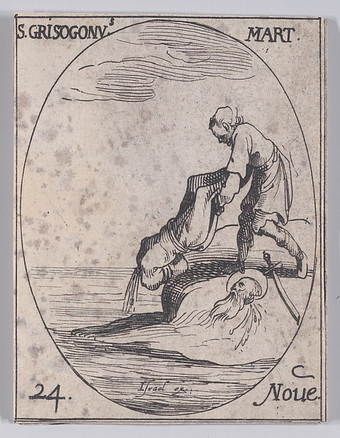 Jacques Callot, S. Chrysogone, martyr (St. Chrysogonus, Martyr), November 24th, from "Les Images De Tous Les Saincts et Saintes de L'Année" (Images of All of the Saints and Religious Events of the Year)