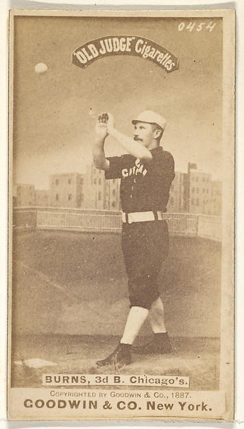 Goodwin & Company, T.C. Burns, 3rd Base, Chicago, from the Old Judge series (N172) for Old Judge Cigarettes