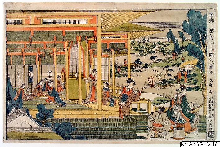 Katsushika Hokusai, Träsnitt, Bildkonst, Ukie Genju juni dan no zu, Print, Woodblock, Woodcut