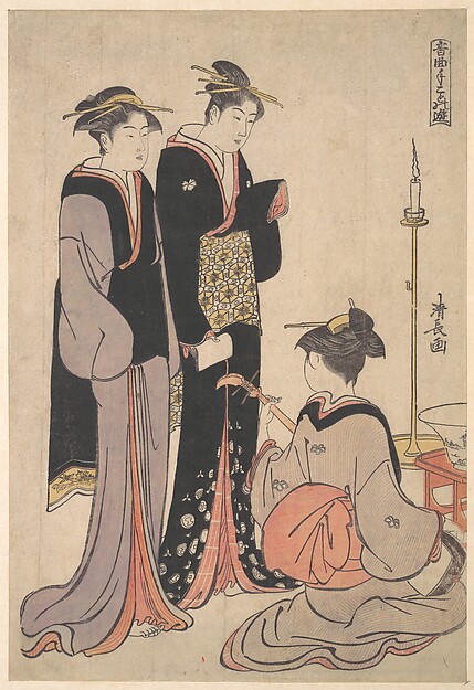 Torii Kiyonaga, Two Courtesans and a Geisha