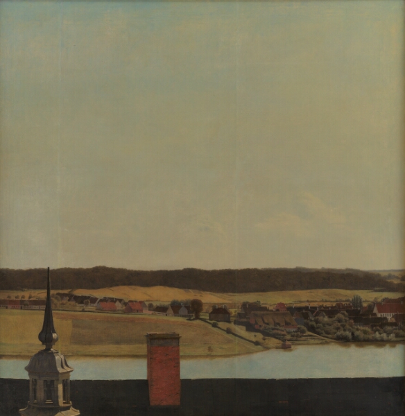 Christen Købke, Tagryggen over Frederiksborg Slot med udsigt over sø, by og skov