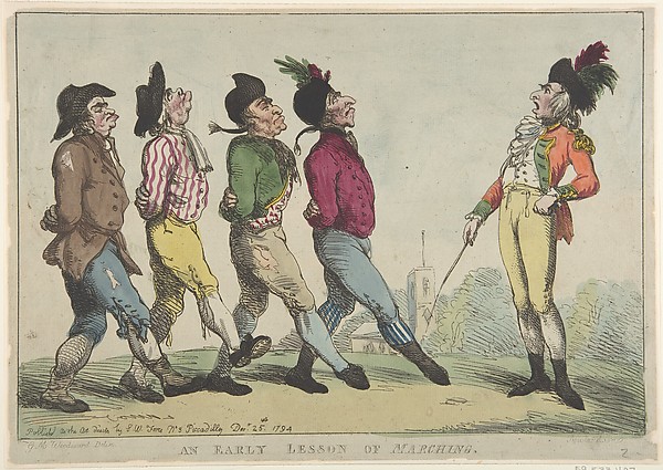 Thomas Rowlandson, An Early Lesson of Marching
