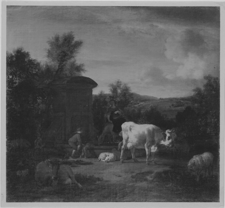 Adriaen van de Velde, Herde und Hirten am Brunnen