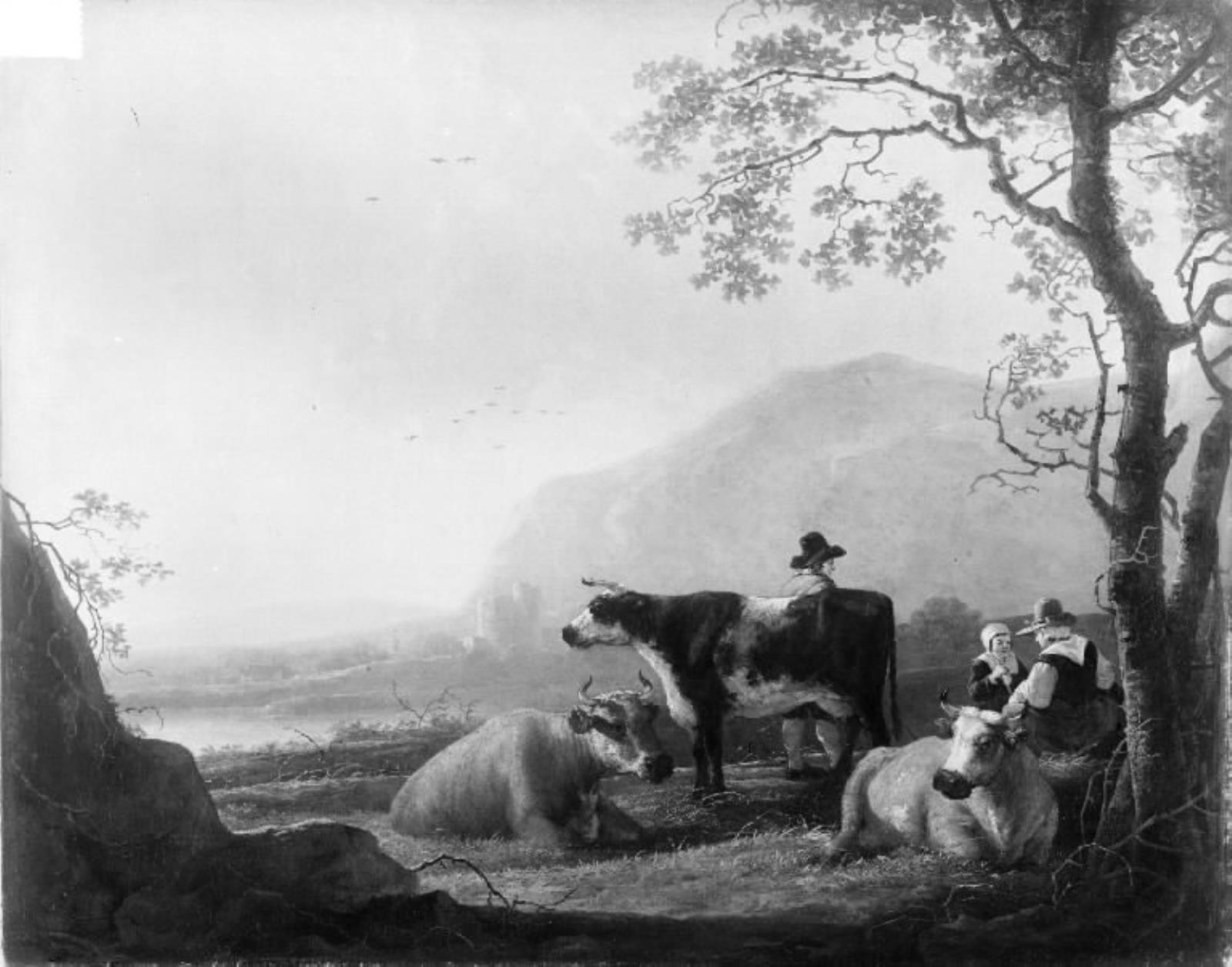 Aelbert Cuyp, Landskab med tre køer og hyrder