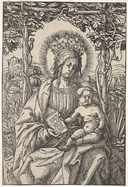 Hans Burgkmair, The Virgin with a Book in an Arbor