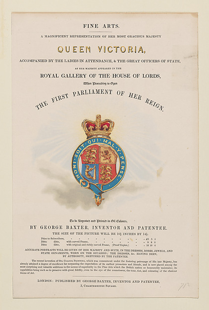 George Baxter, Prospectus for Queen Victoria Opening Parliament