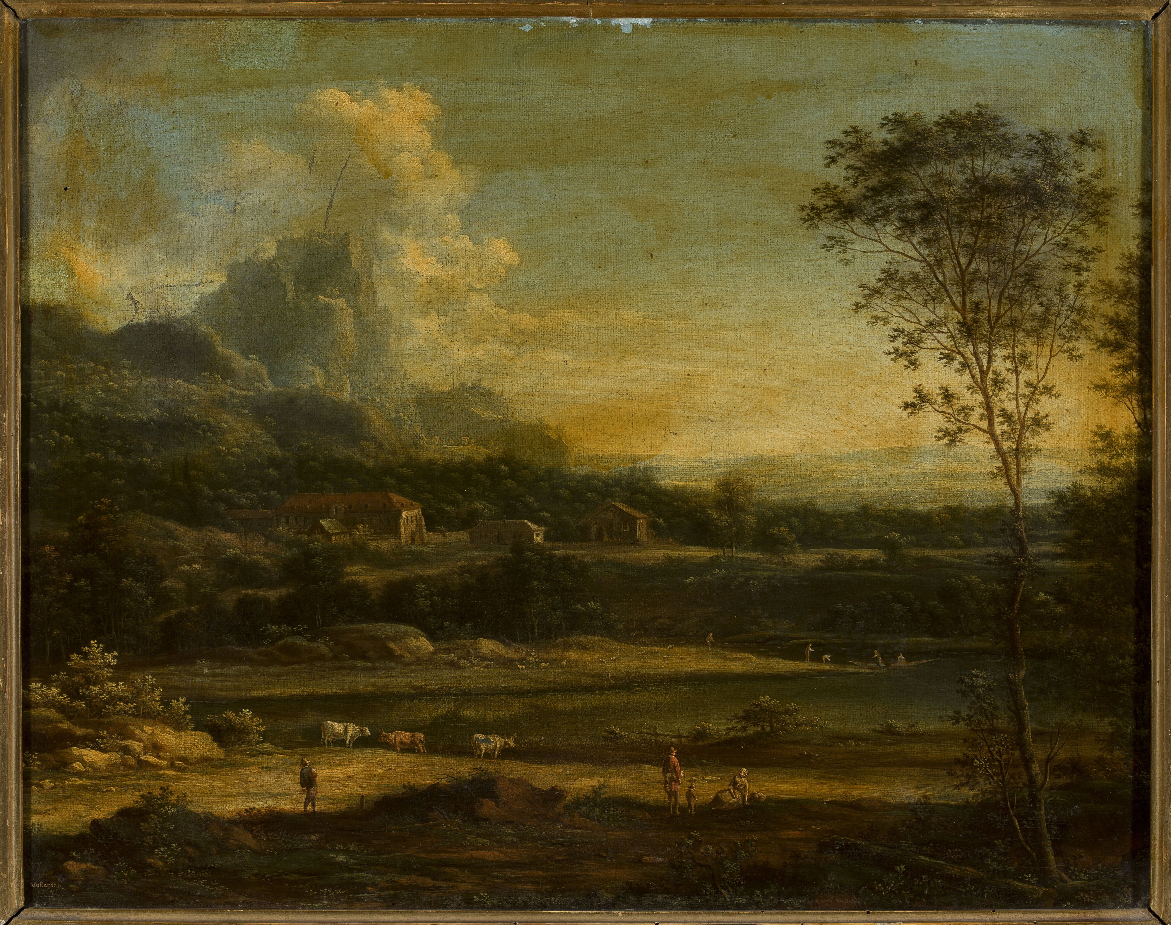 Johann Christian Vollerdt, Mountain landscape with a lake and buildings