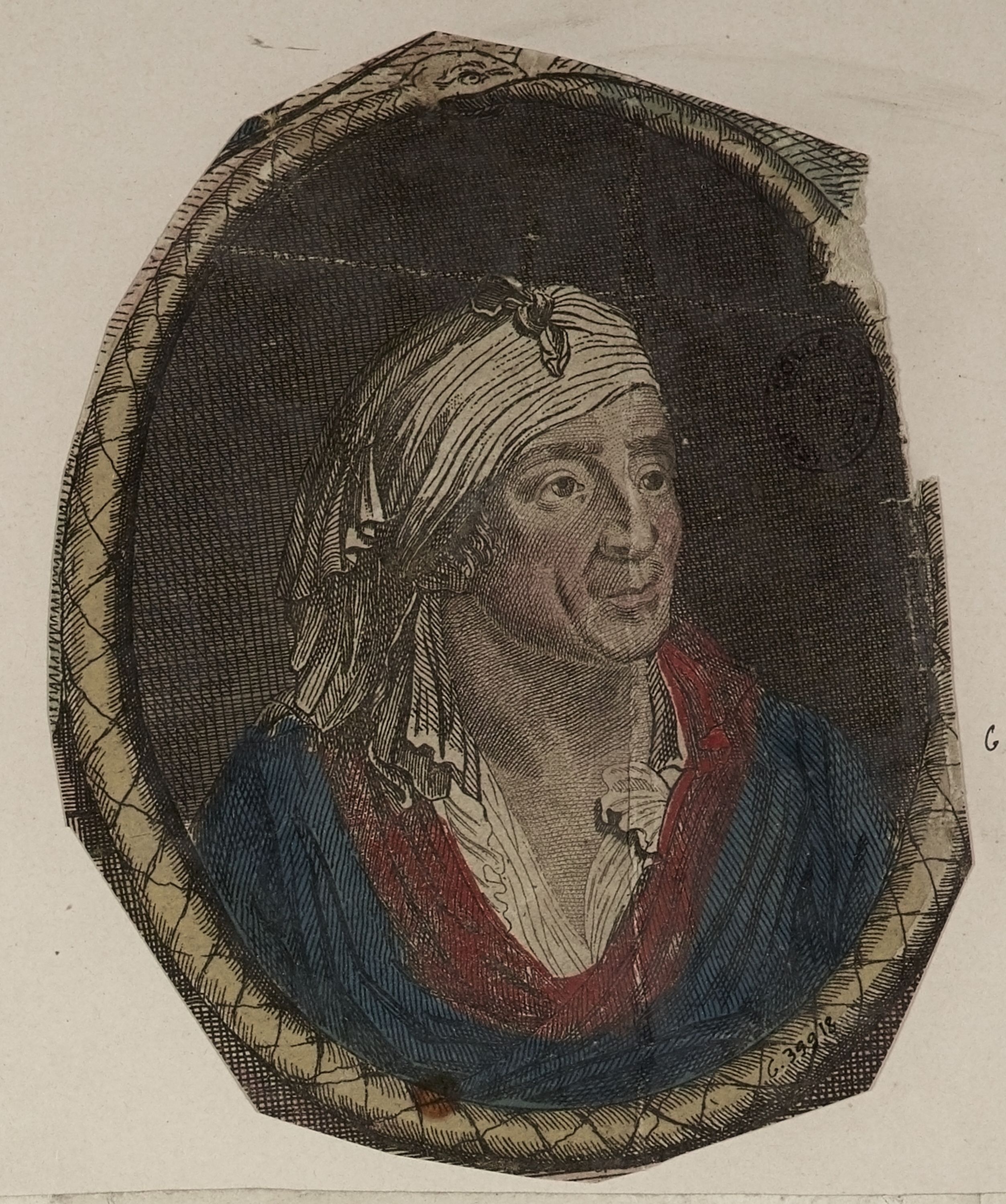 Anonyme, Portrait de Marat la tête dans un linge.