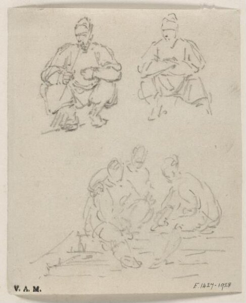 George Chinnery, Five seated Chinese men