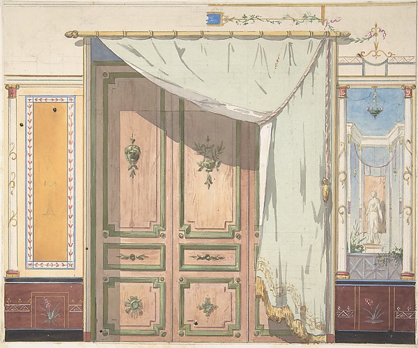 Jules-Edmond-Charles Lachaise, Pompeiian Design for Doorway and Wall with Curtain (possibly for Deepdene, Dorking, Surrey)