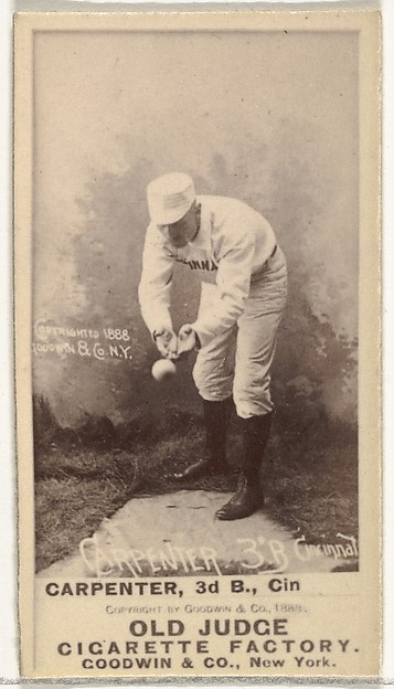 Goodwin & Company, Warren William "Hick" Carpenter, 3rd Base, Cincinnati, from the Old Judge series (N172) for Old Judge Cigarettes